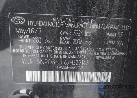2018 Hyundai Elantra Sel из США, поврежденный, VIN 5NPD84LF6JH229143
